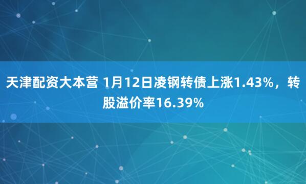 天津配资大本营 1月12日凌钢转债上涨1.43%，转股溢价率16.39%