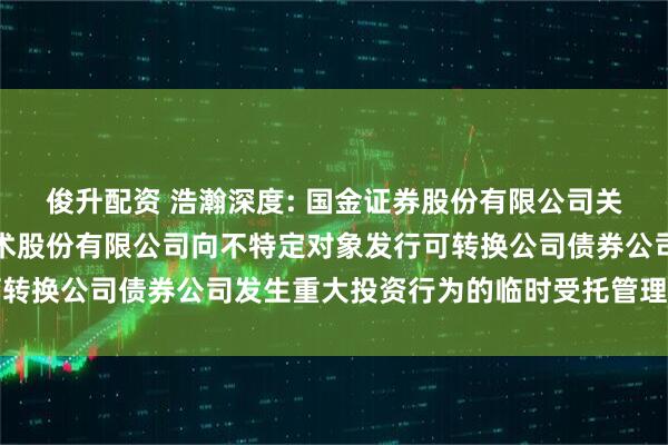 俊升配资 浩瀚深度: 国金证券股份有限公司关于北京浩瀚深度信息技术股份有限公司向不特定对象发行可转换公司债券公司发生重大投资行为的临时受托管理事务报告